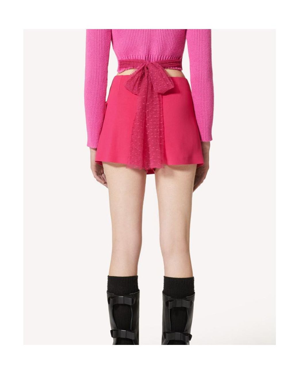 RED Valentino Red Bow Detailed Mid-Rise Skorts