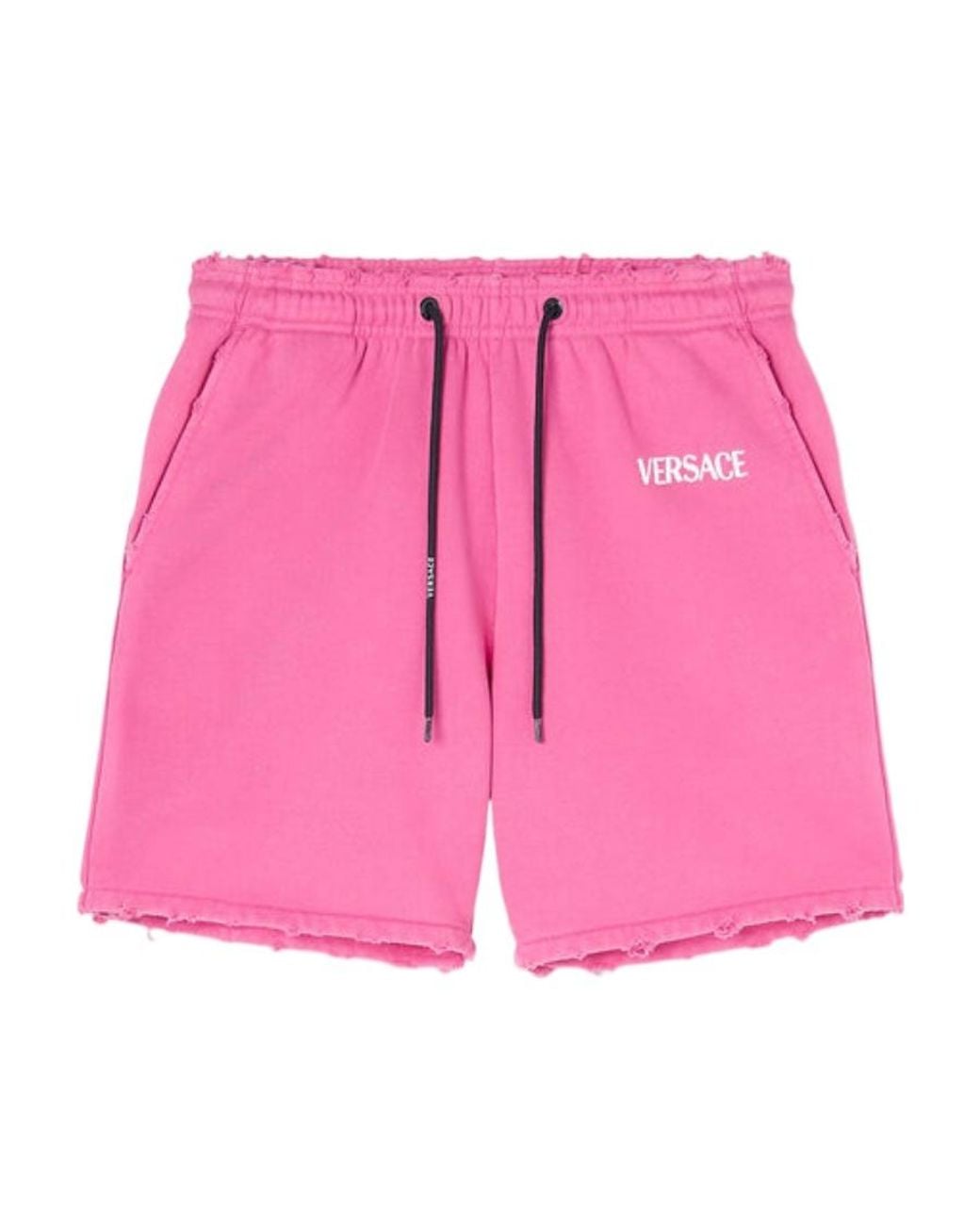 Versace Pink Logo Embroidered Drawstring Shorts