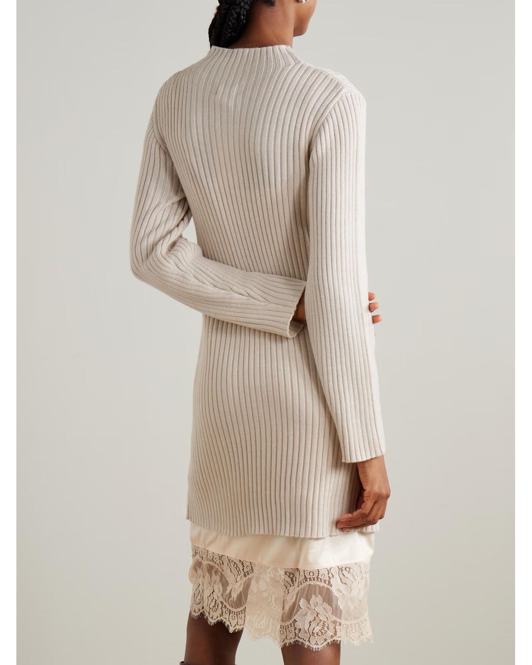 Staud Natural Willow Layered Lace Trim Dress
