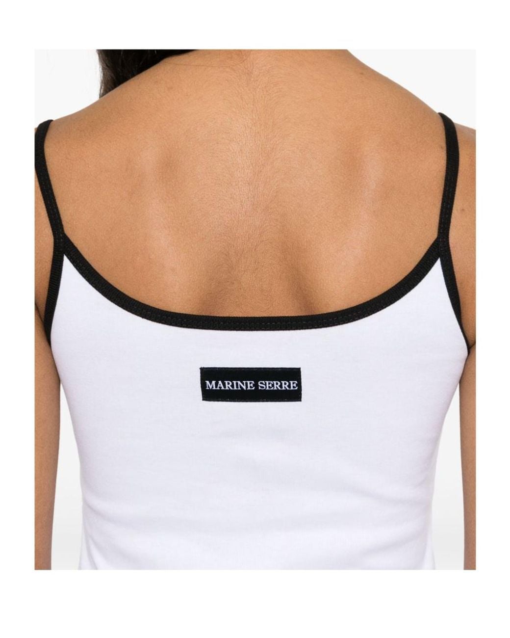 MARINE SERRE White Contrast Trim Moon Logo Ribbed Tank Top
