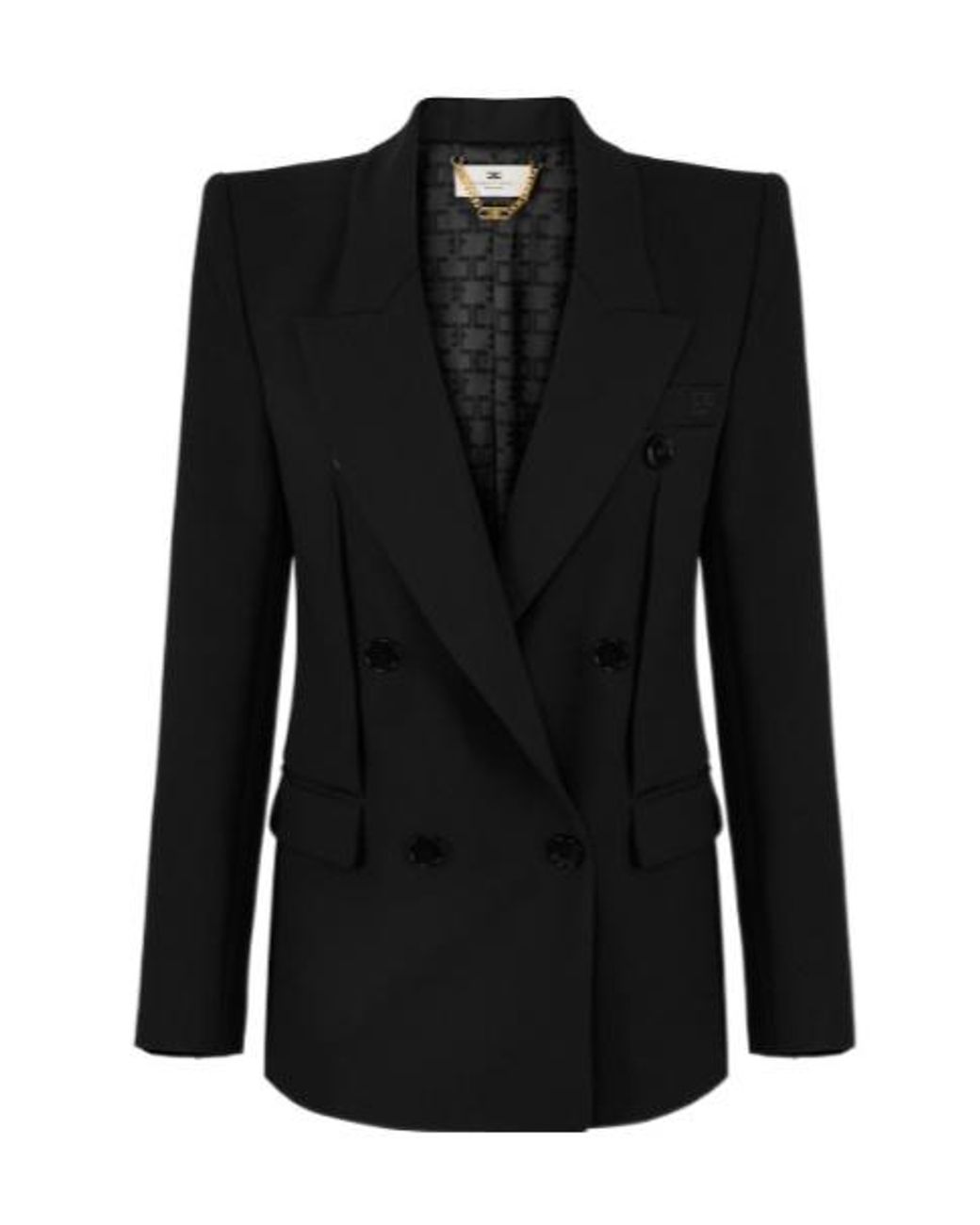 Elisabetta Franchi Black Double-Breasted Peak-Lapels Blazer