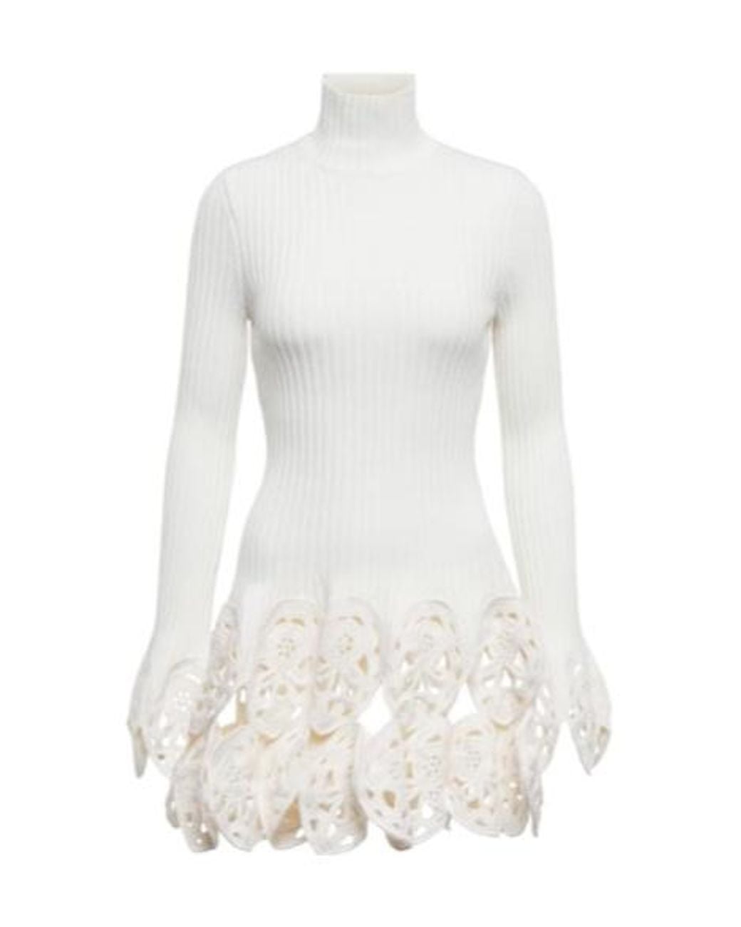 Rabanne White Crochet-Trimmed Wool-Blend Top