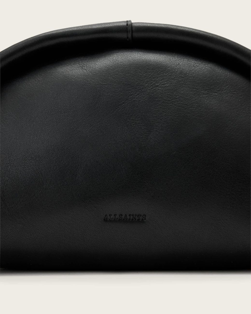AllSaints Black Half-Moon Leather Cross Body Bag