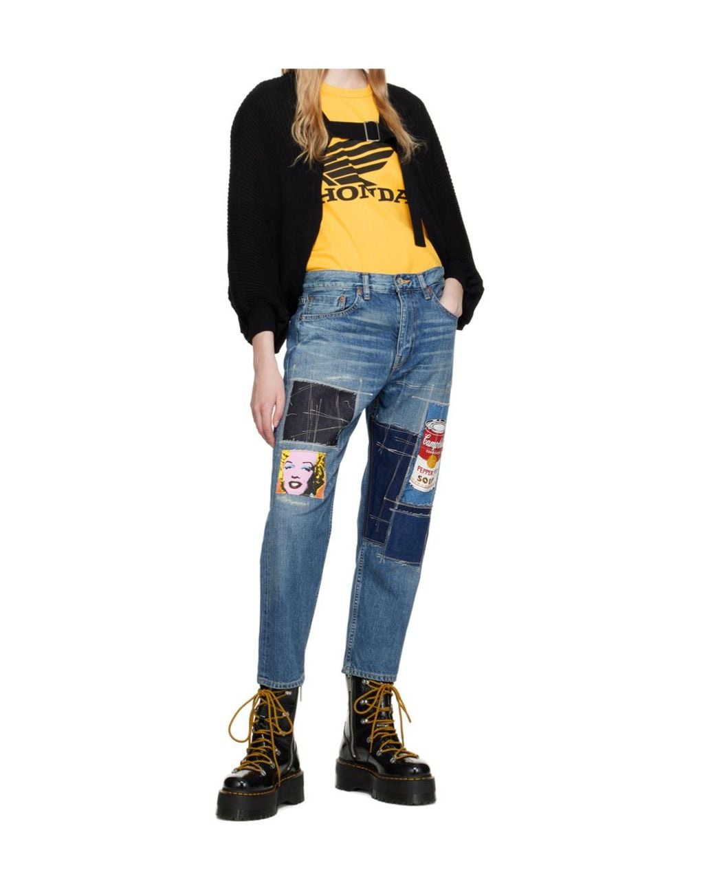 Junya Watanabe Blue Patchwork Jeans for men