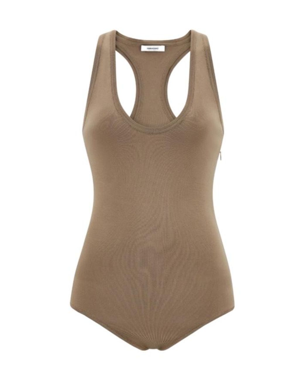 Ferragamo Brown Ferragamo Sleek Racerback Knitted Bodysuit