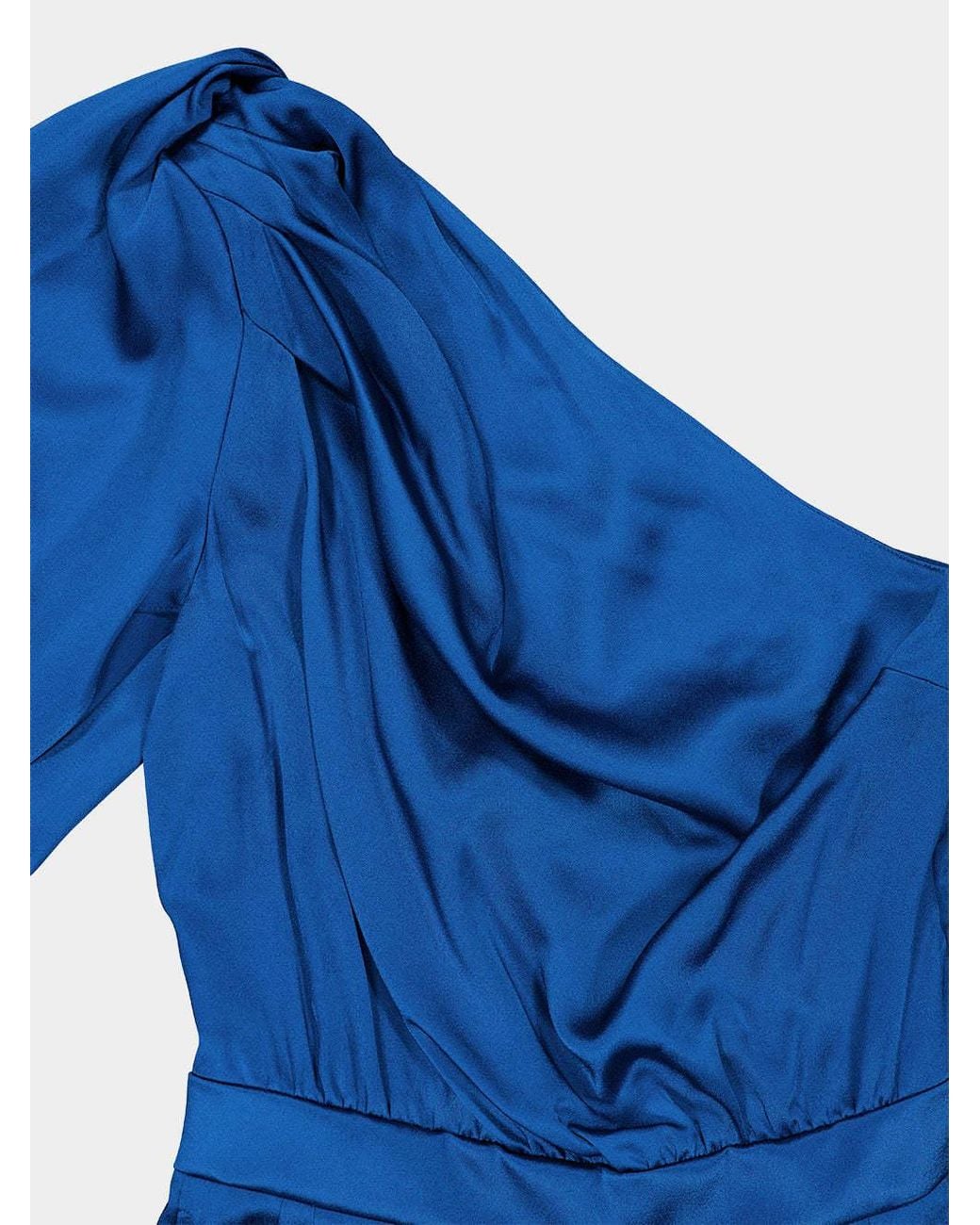 Stella McCartney Blue One Shoulder Satin Jumpsuit