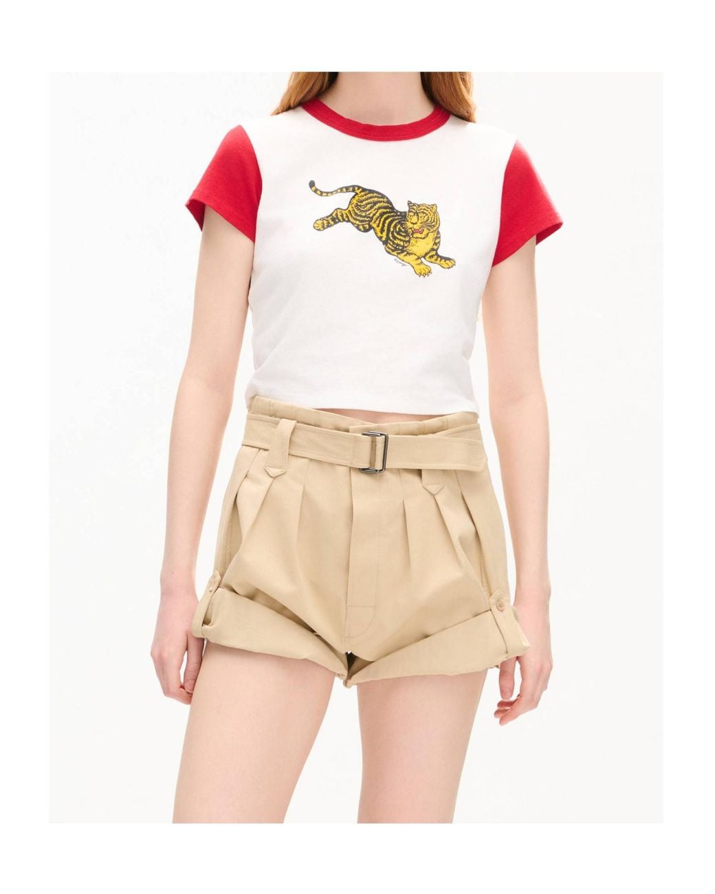 KENZO Red Graphic Print Cropped T-Shirt