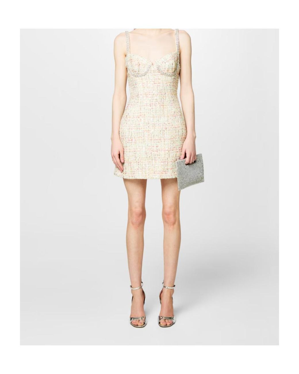 Self-Portrait White Boucle Mini Dress