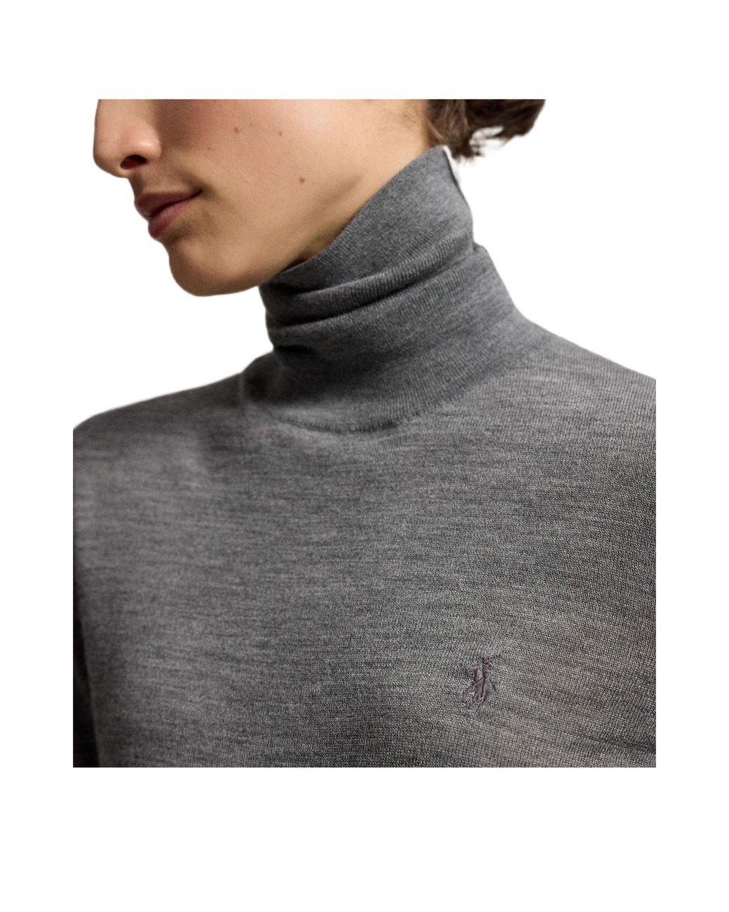 Polo Ralph Lauren Gray Turtleneck Slim-Fit Wool Sweater