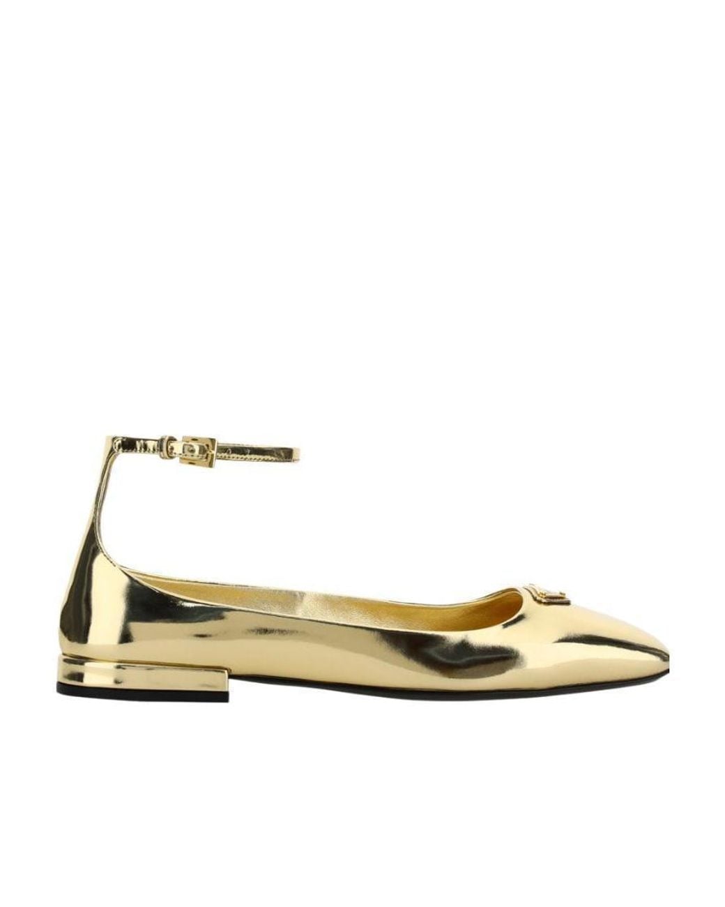 Prada Metallic Leather Ballerinas