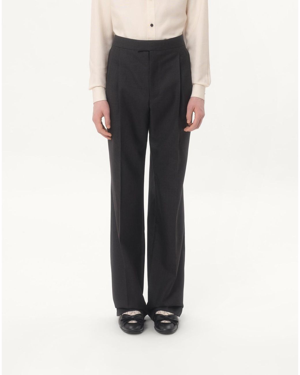 Valentino Gray Gabardine Straight Leg Pants for men