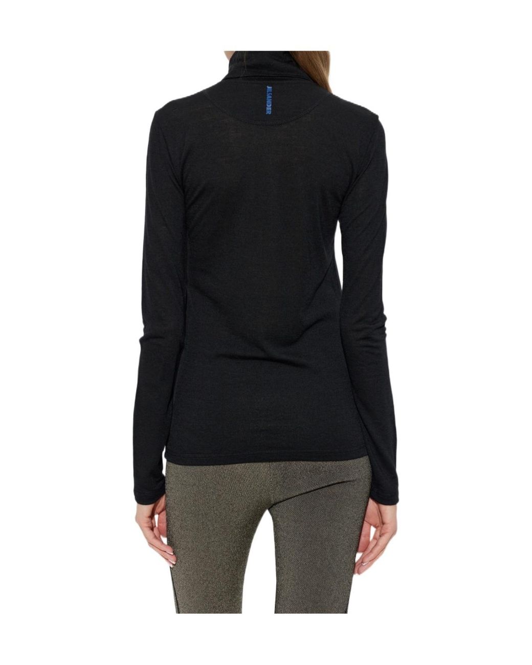 Jil Sander Black Zip Turtleneck Long-Sleeve Top