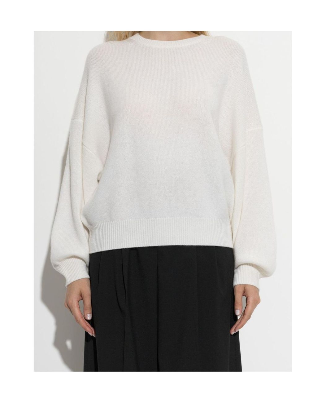 Lisa Yang White Veira Balloon-Sleeve Knitted Sweater