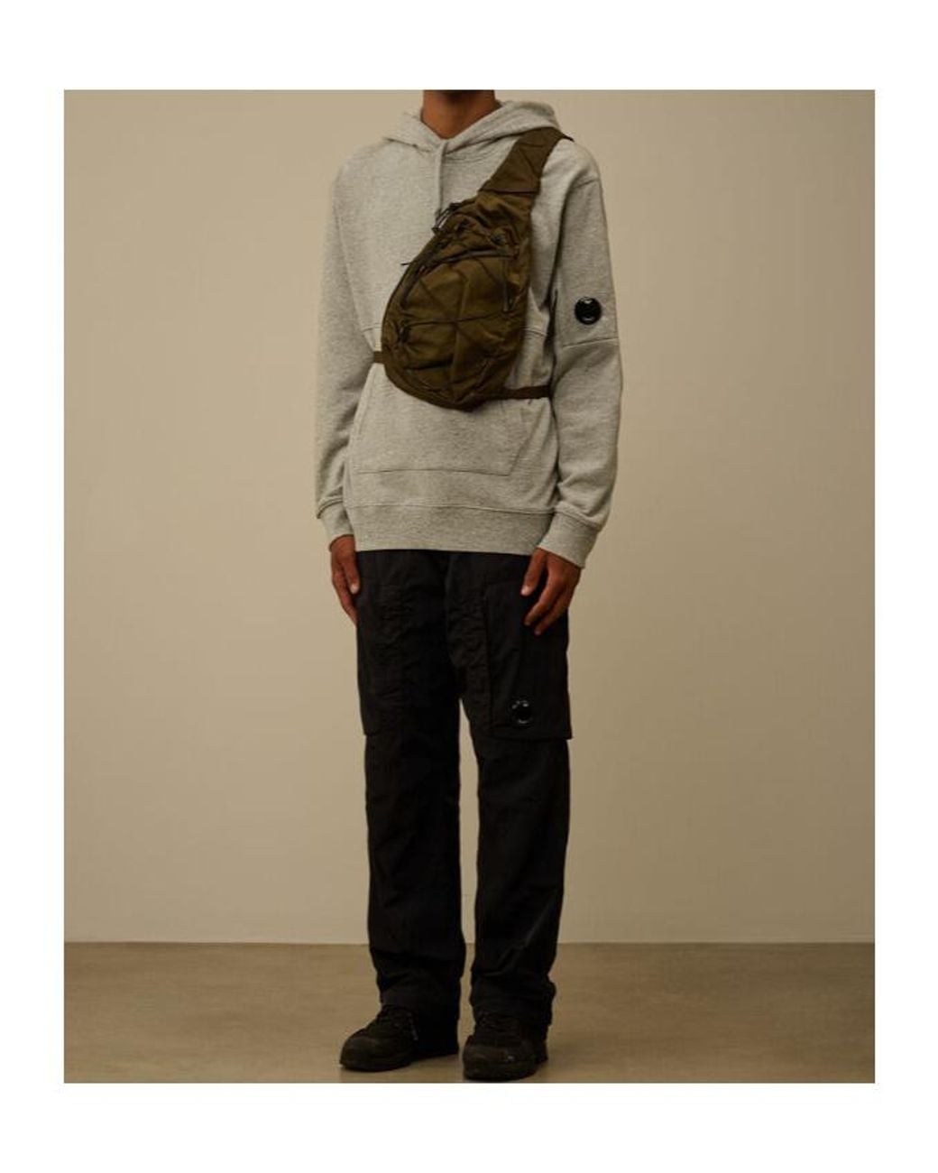 C P Company Gray Diagonal Raised Hoodie for men