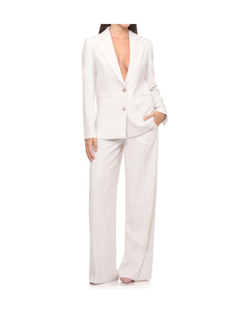 Peserico White Textured Single-Breasted Blazer