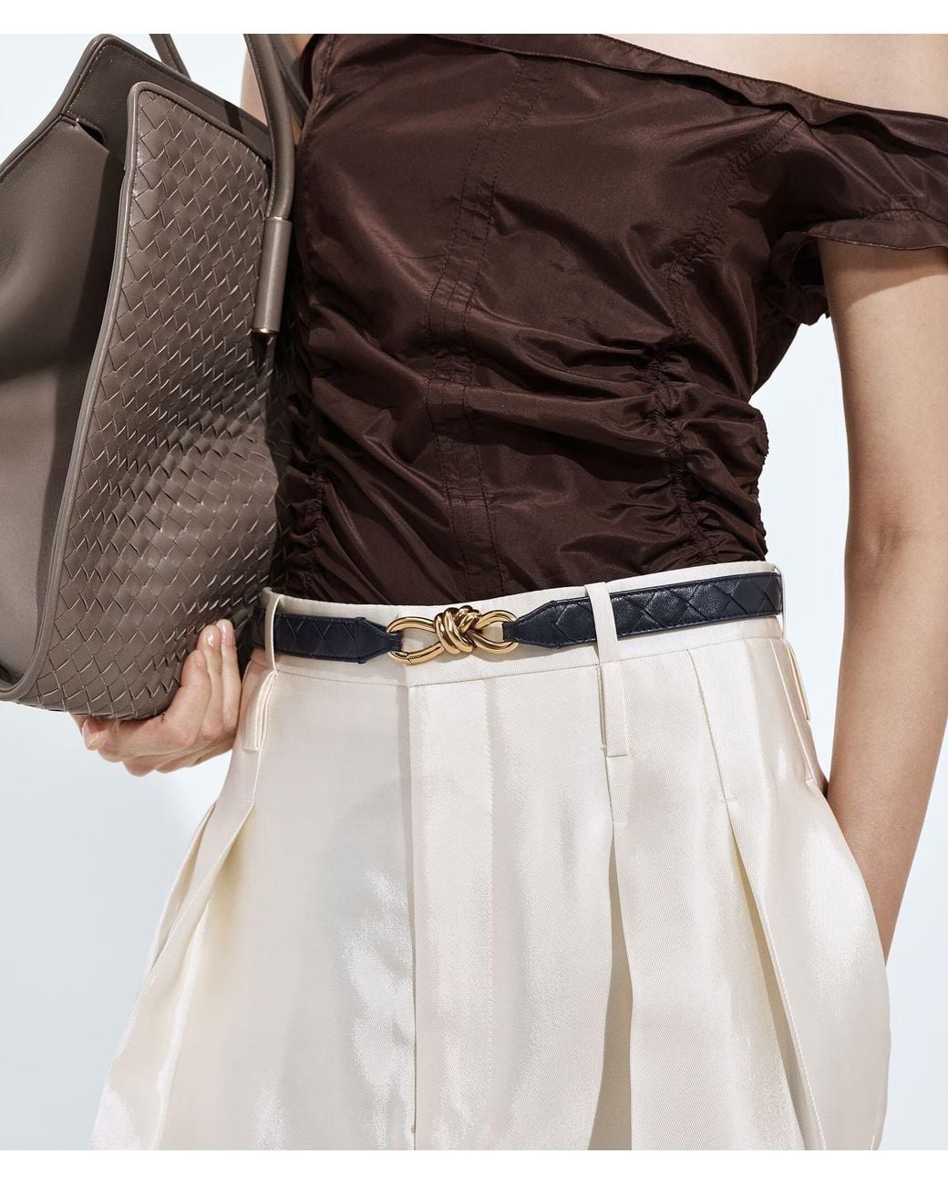 Bottega Veneta Blue Andiamo Belt
