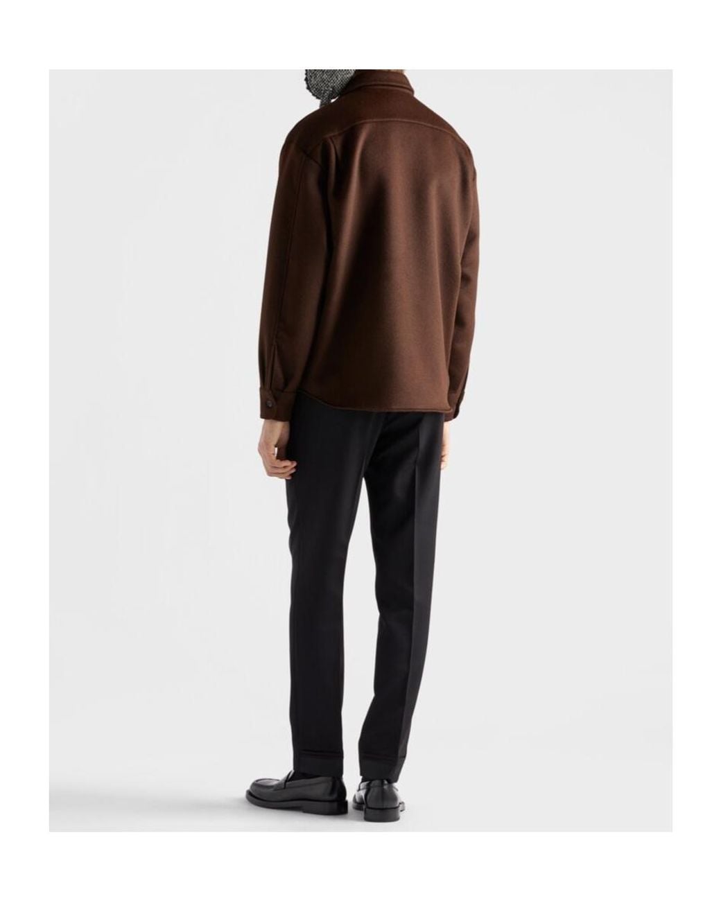 Prada Brown Triangle Logo-Patch Shirt for men