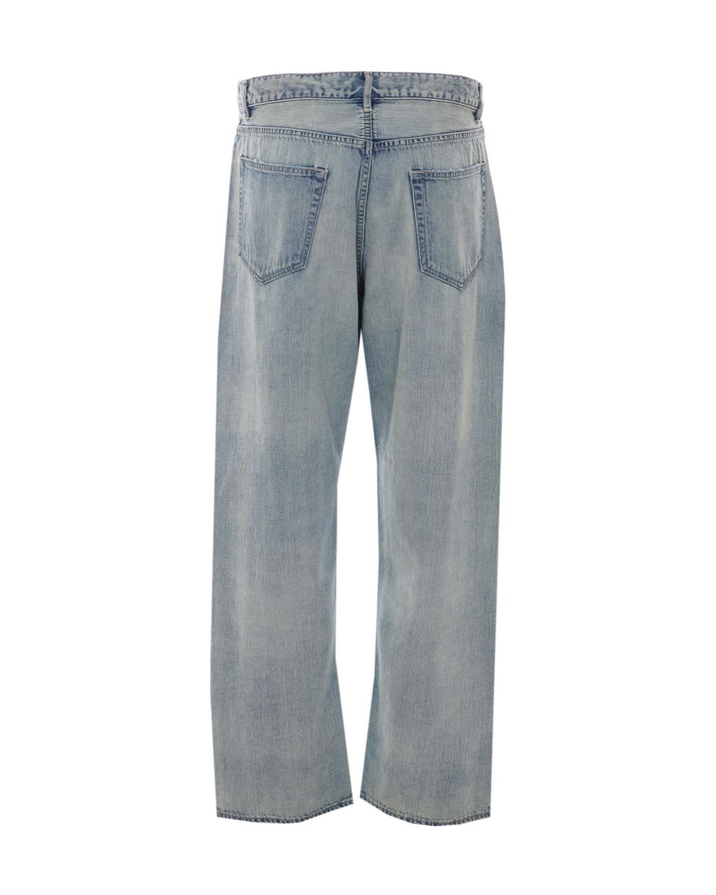 Auralee Blue Faded Selvedge Distressed Jeans for men
