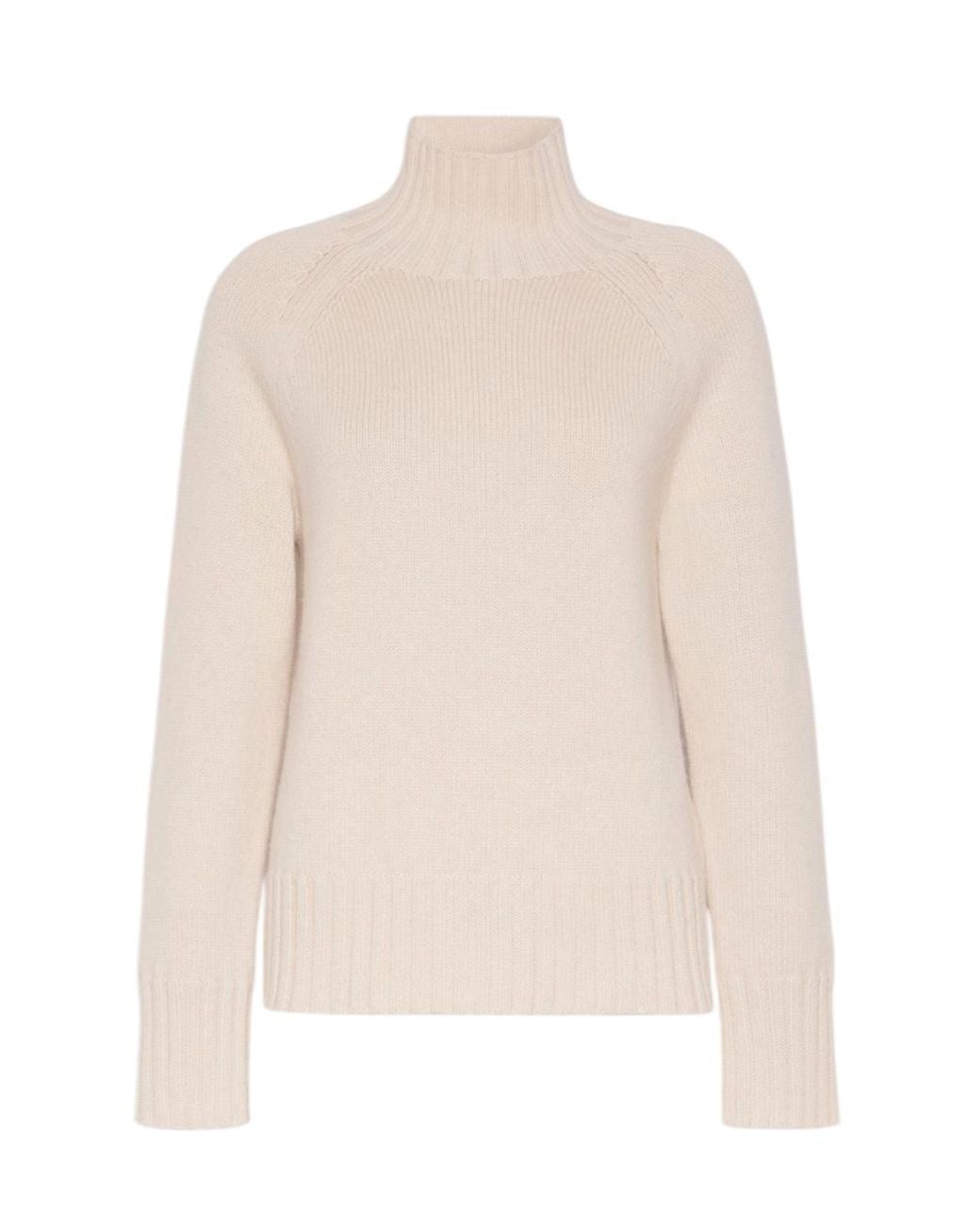 Max Mara Natural Ribbed Turtleneck Knitted Jumper