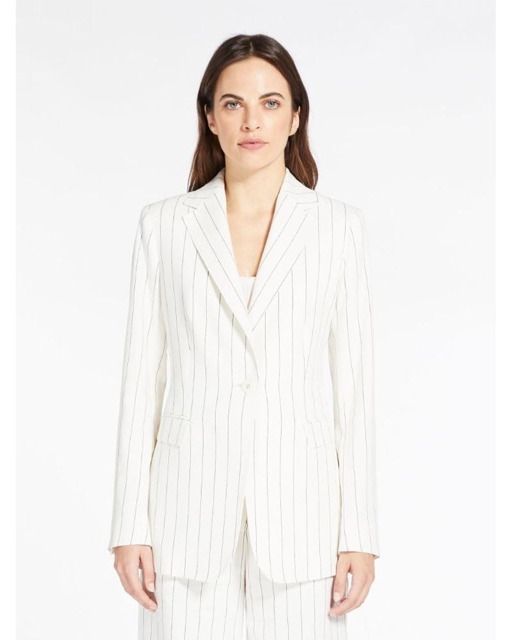 Max Mara White Stripe-Pattern Blazer