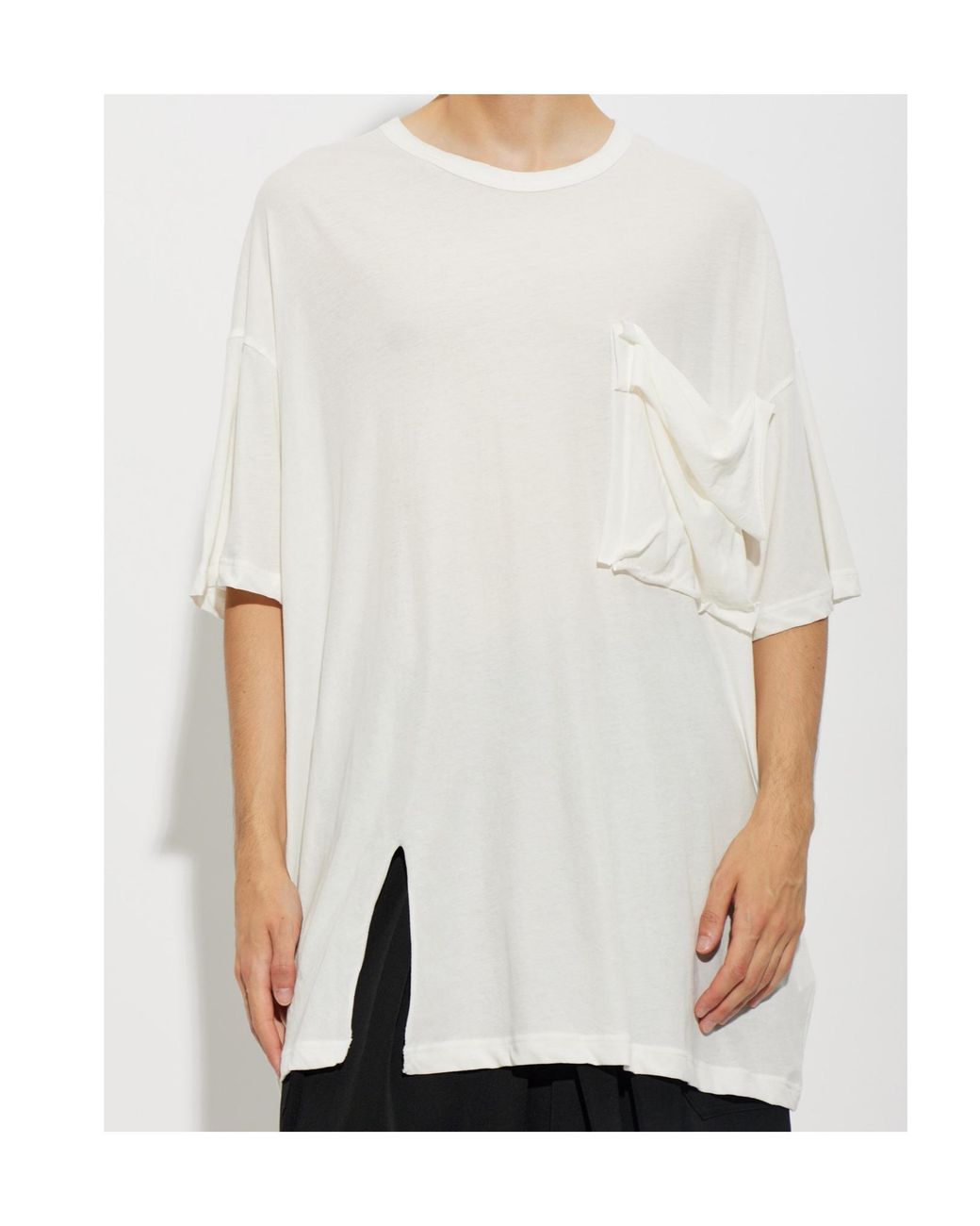 Yohji Yamamoto White Draped Pocket Oversized T-Shirt for men