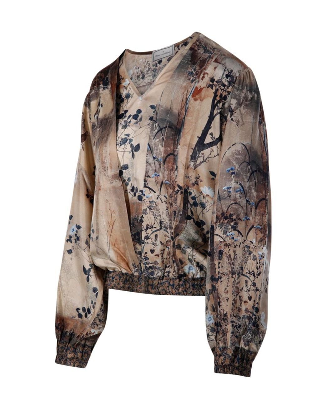 Pierre Louis Mascia Brown Aloes Printed Long-Sleeve Top