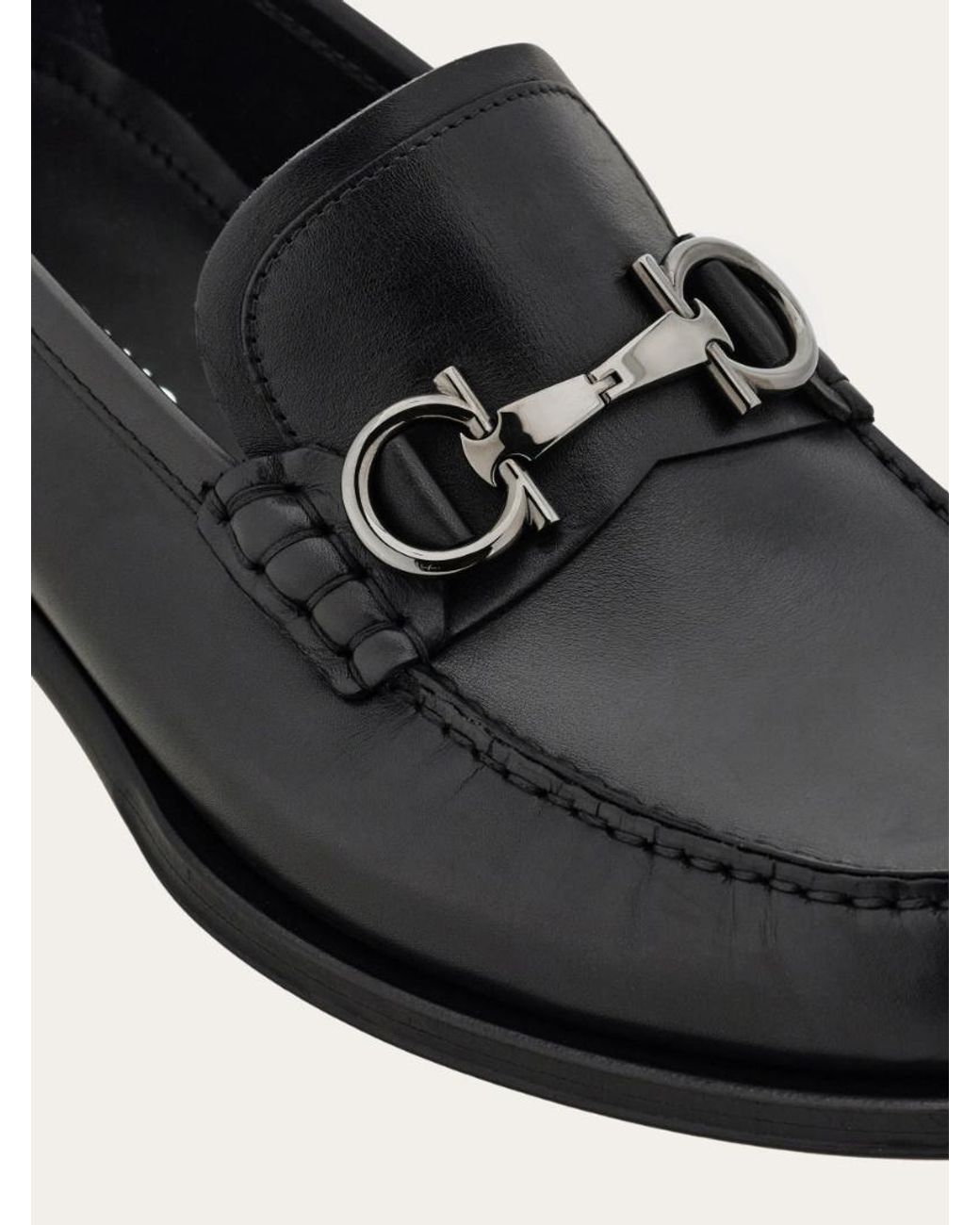Ferragamo Black Ferragamo Gancini Buckle Slip-On Loafers for men