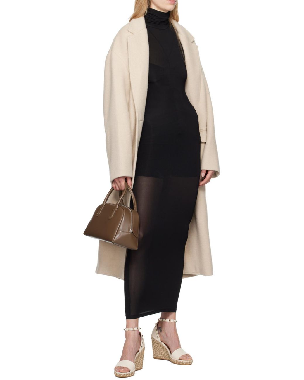 Isabel Marant Black Semi-Sheer High-Neck Long-Sleeved Dress