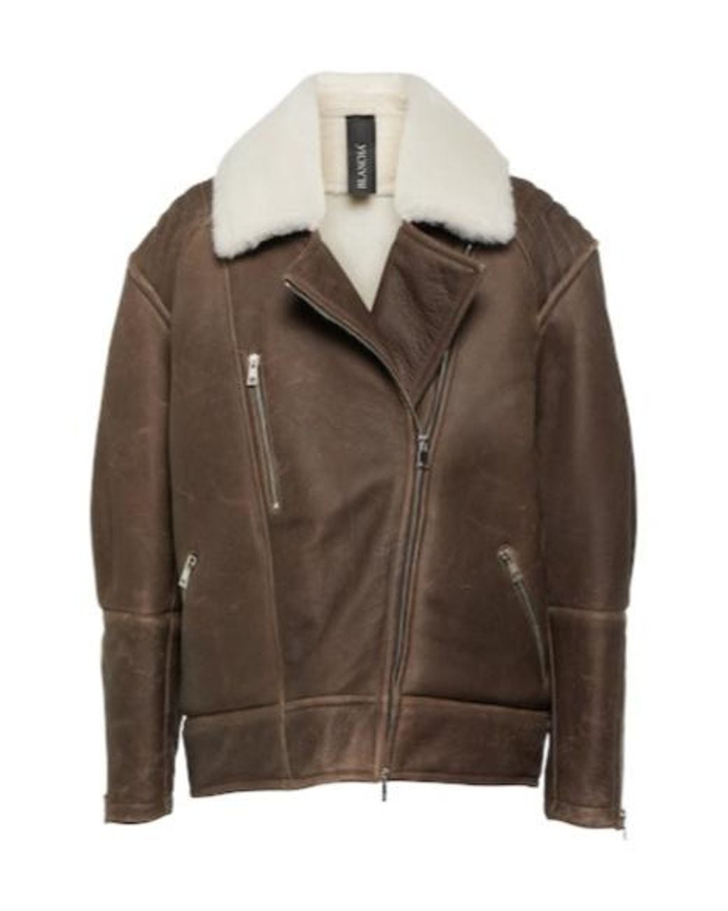 Blancha Brown Shearling-Trimmed Leather Jacket