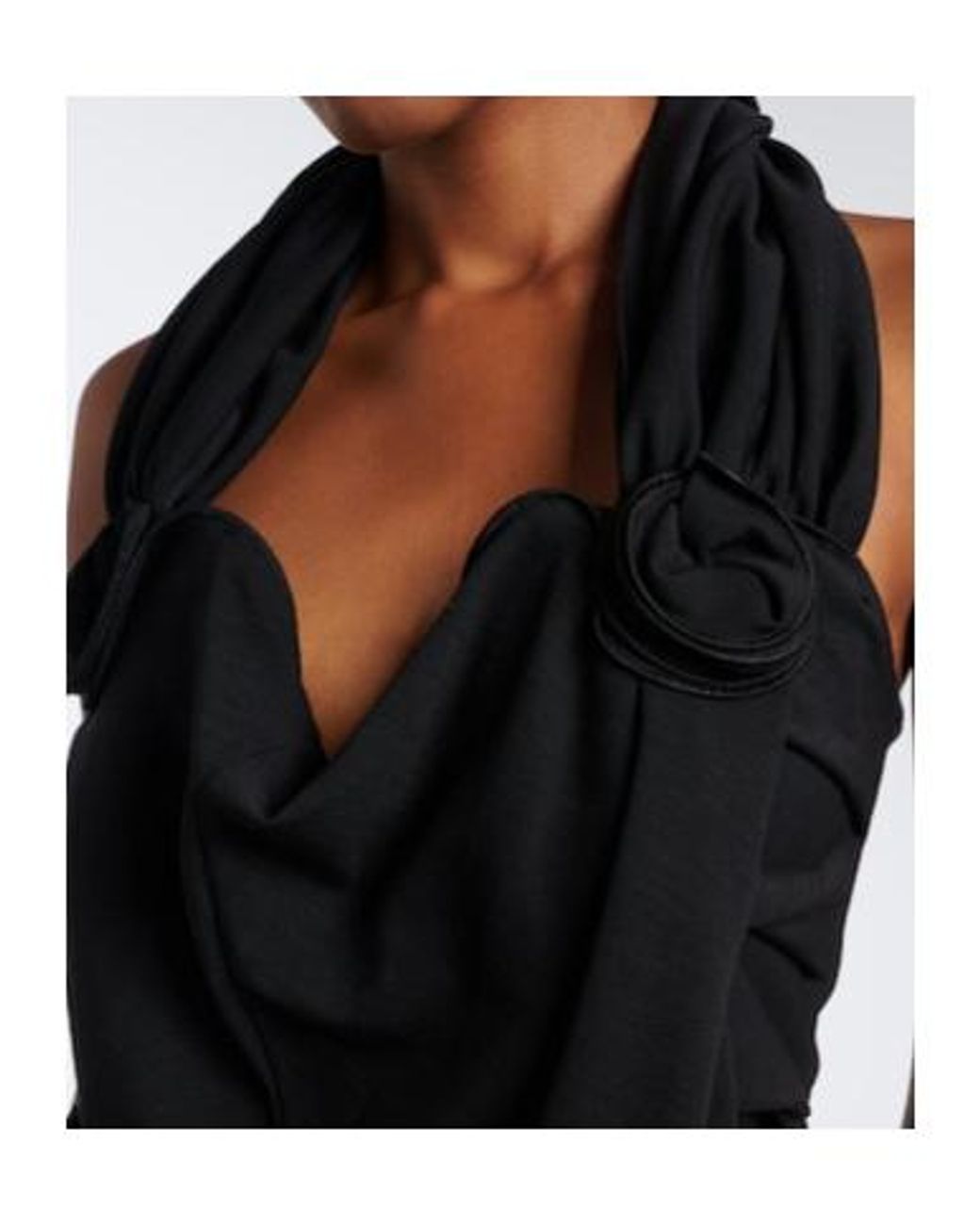 Magda Butrym Black Floral-Appliqué Wool-Blend Gown