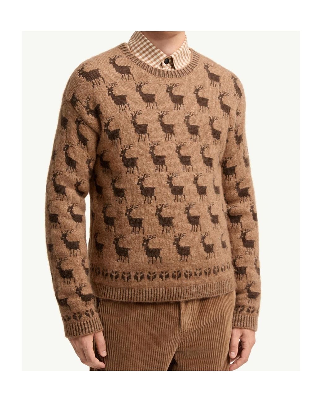 Moncler Brown Moose Jacquard Alpaca Wool Blend Jumper for men
