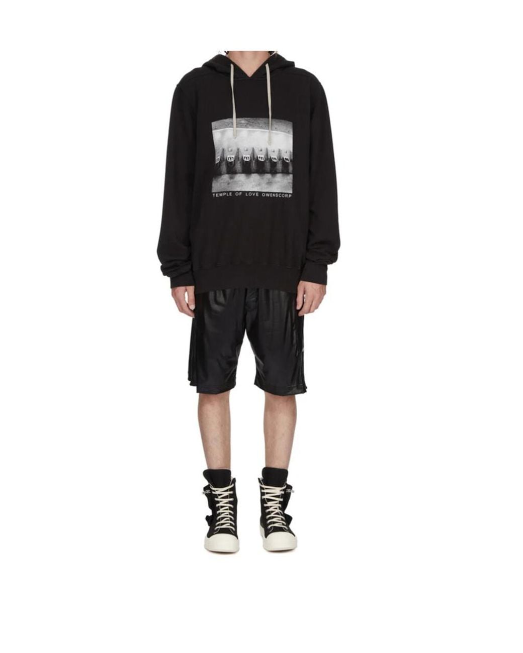 Rick Owens Black Wide Pusher Shorts for men