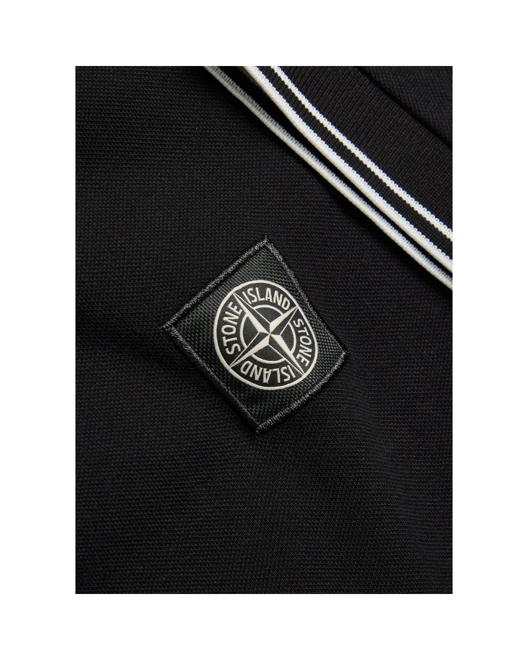 Stone Island Black Cotton Slim-Fit Short-Sleeve Polo for men
