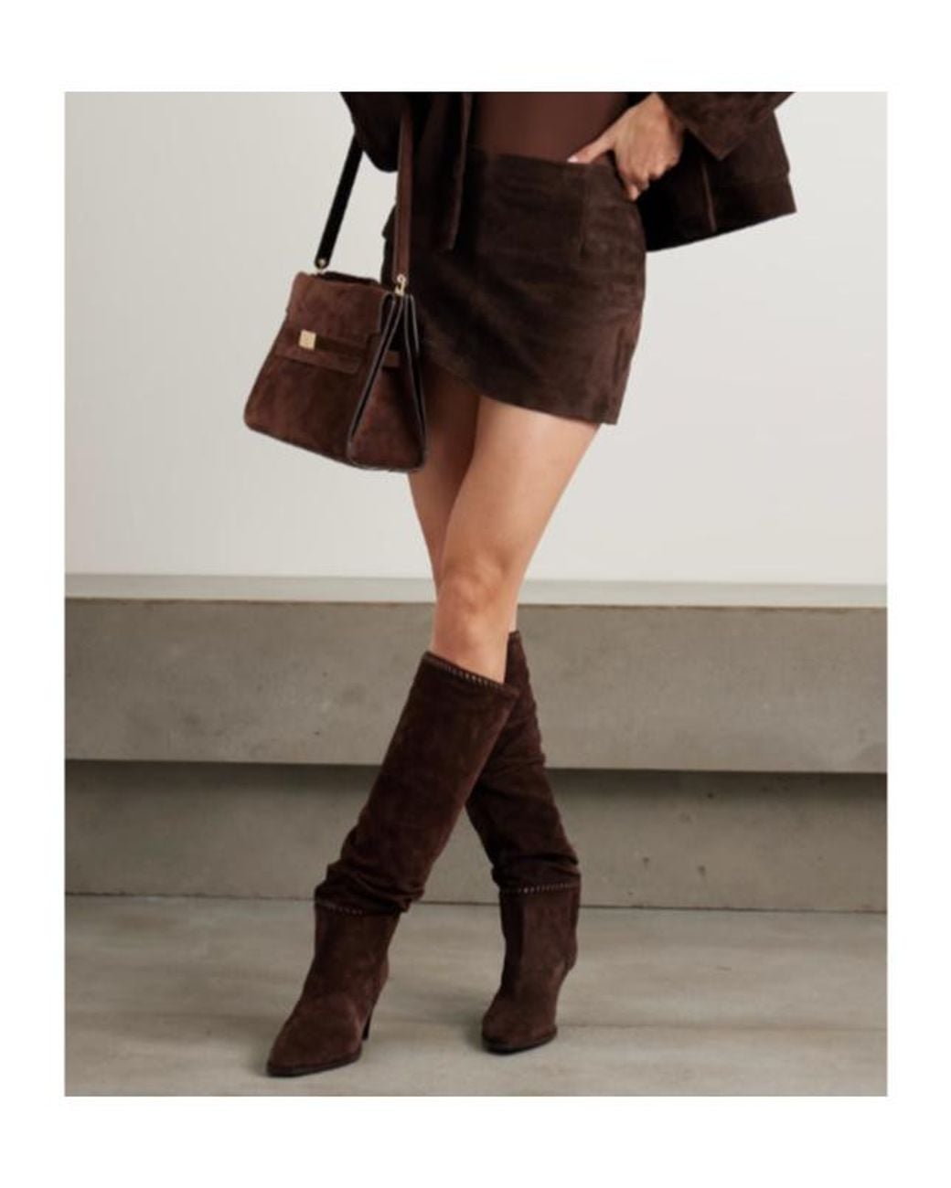 Nour Hammour Brown Avery Suede Mini Skirt