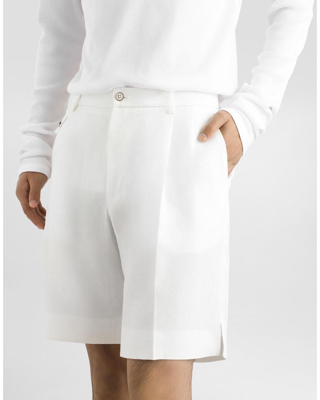 Dolce & Gabbana White Linen Shorts for men