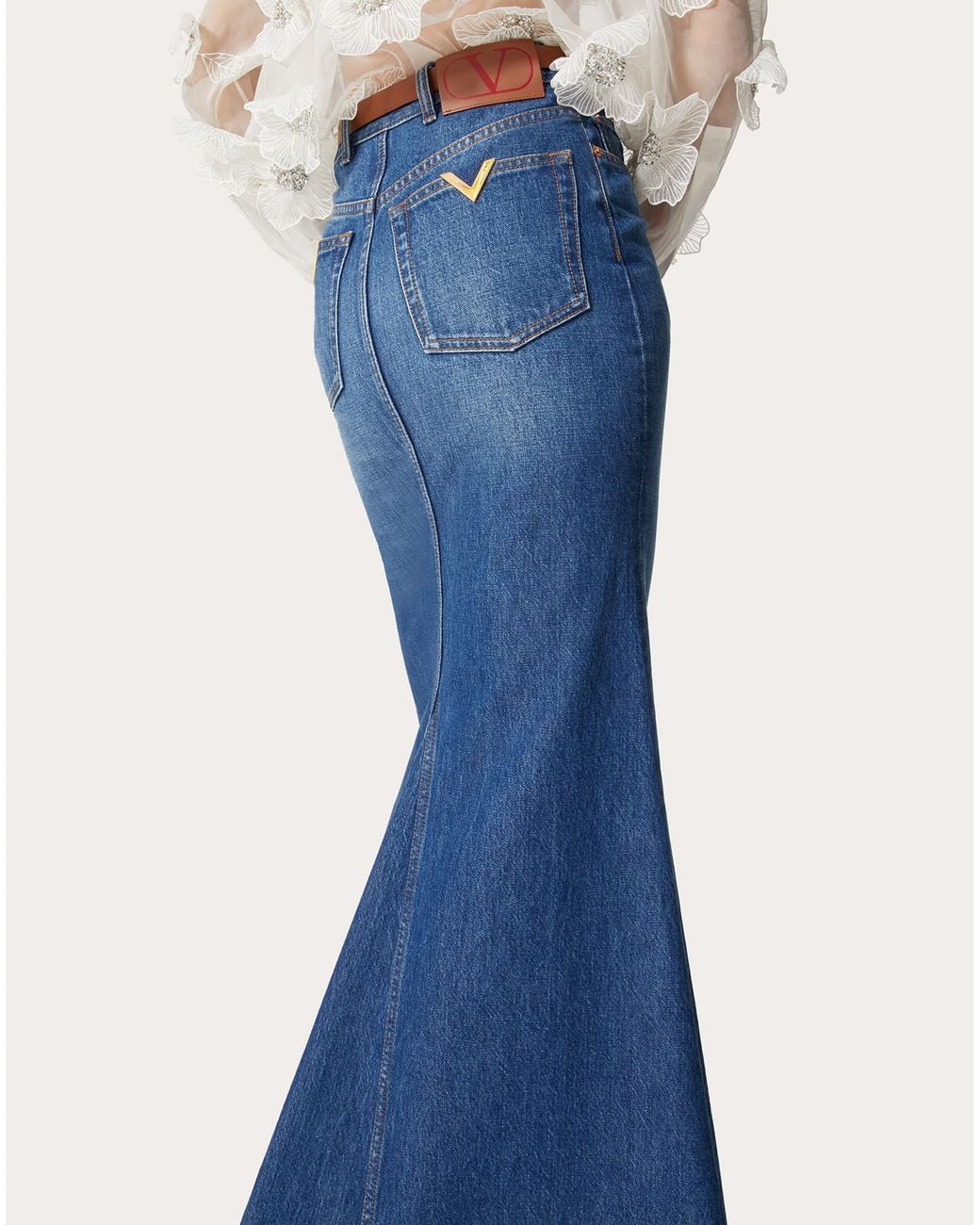 Valentino Blue High Waist Denim Skirt