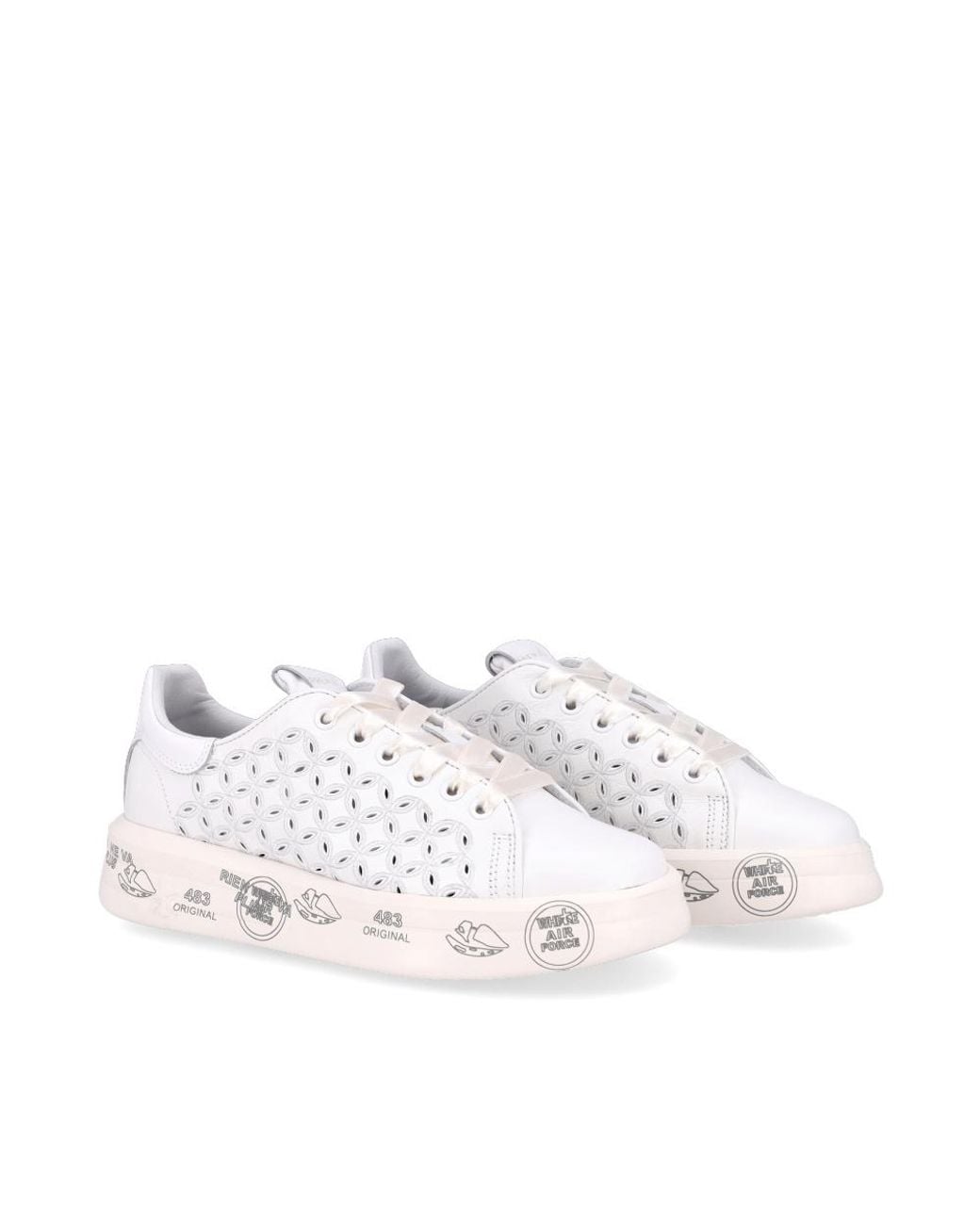 Premiata White Logo Low-Top Casual Shoes