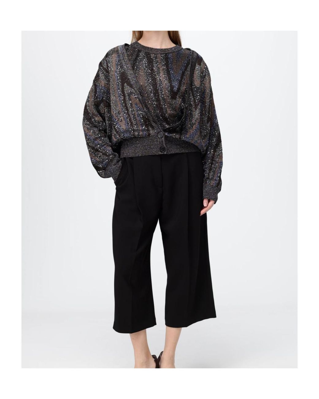 Missoni Gray Oversized Patterned Knitted Sweater
