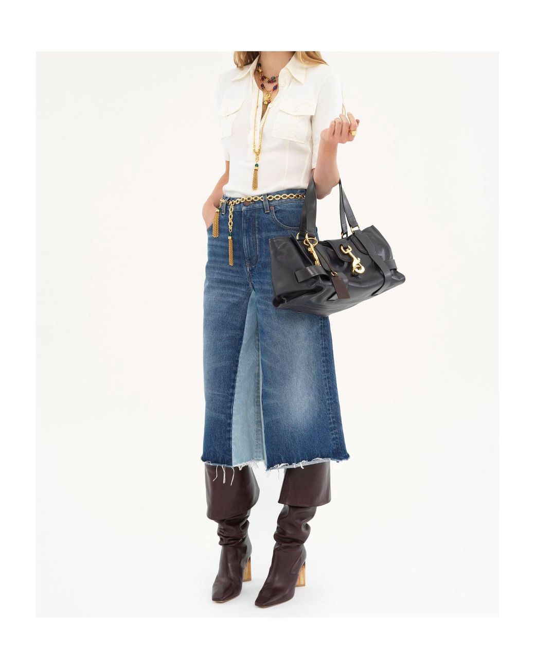 Chloé Blue Patchwork Denim Shorts
