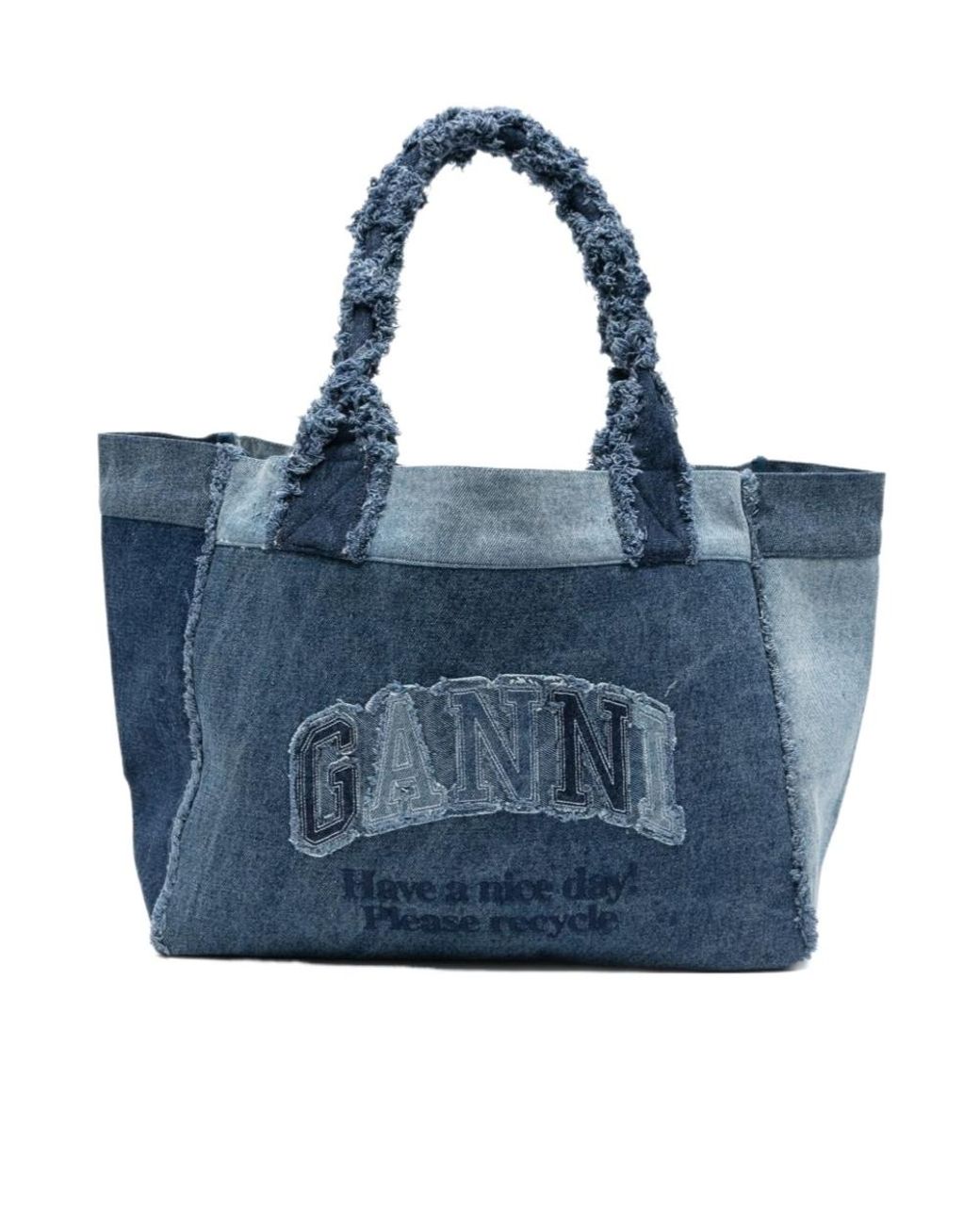 Ganni Blue Medium Trapeze Denim Tote Bag