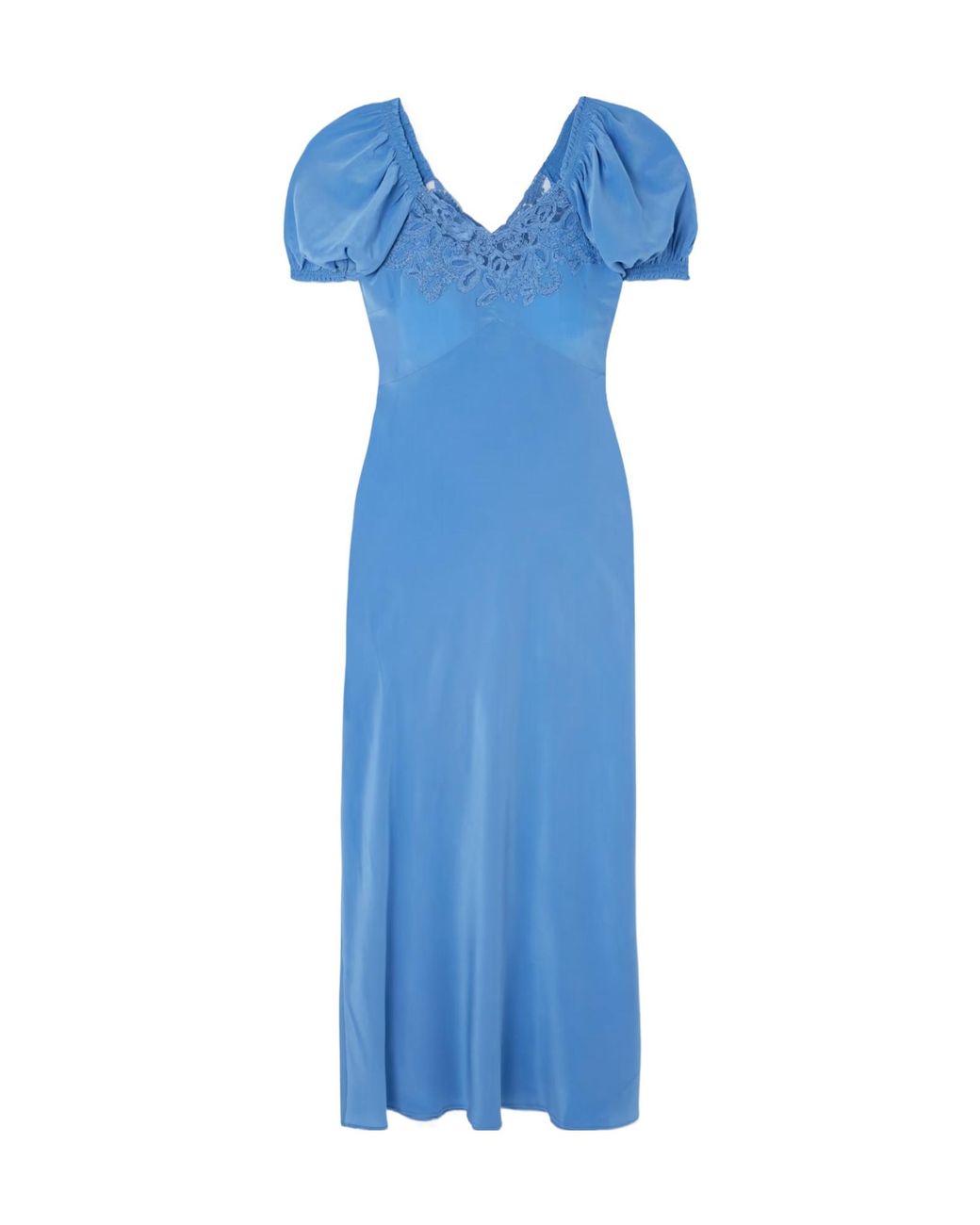 Rixo Blue Lace Collar Dress