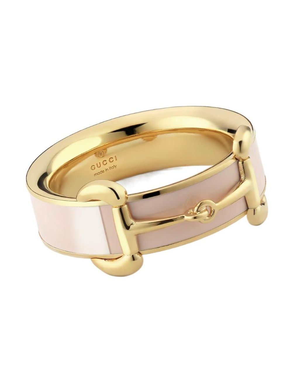 Gucci Metallic Horsebit Ring With Enamel