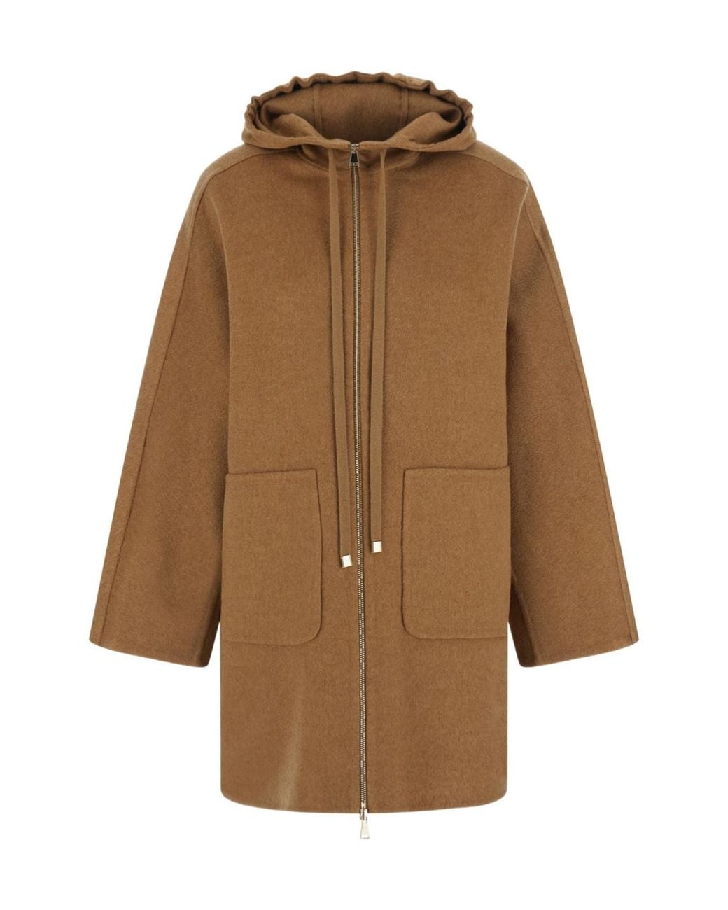 Fabiana Filippi Brown Hooded Zip-Front Coat