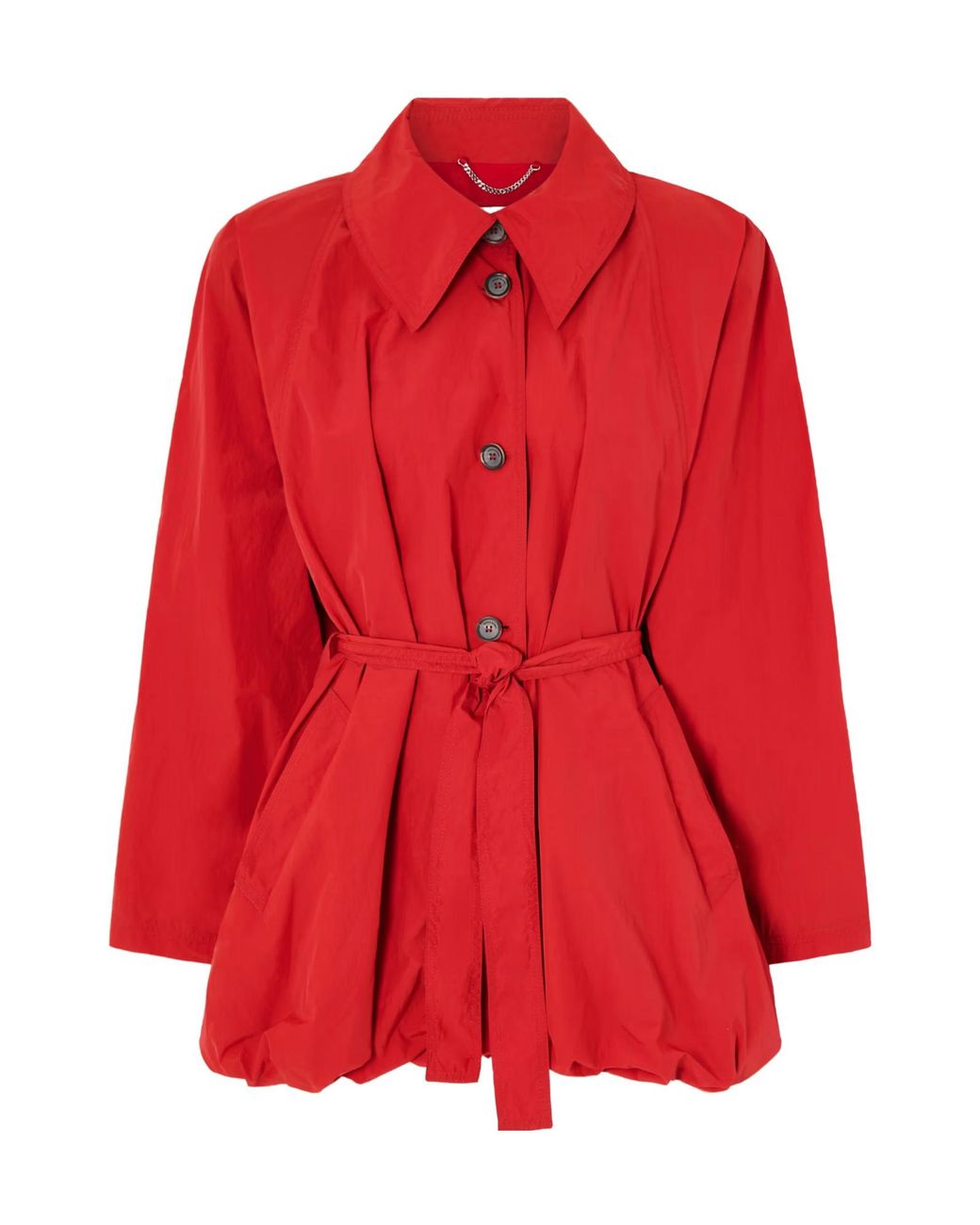Magda Butrym Red Belted Crinkled-Shell Jacket