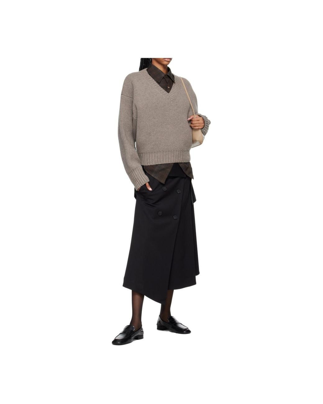 Rohe Gray Sculptural V-Neck Knitted Jumper