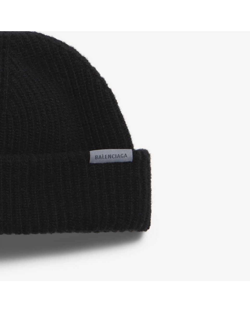 Balenciaga Black Logo Tag Knitted Beanie for men