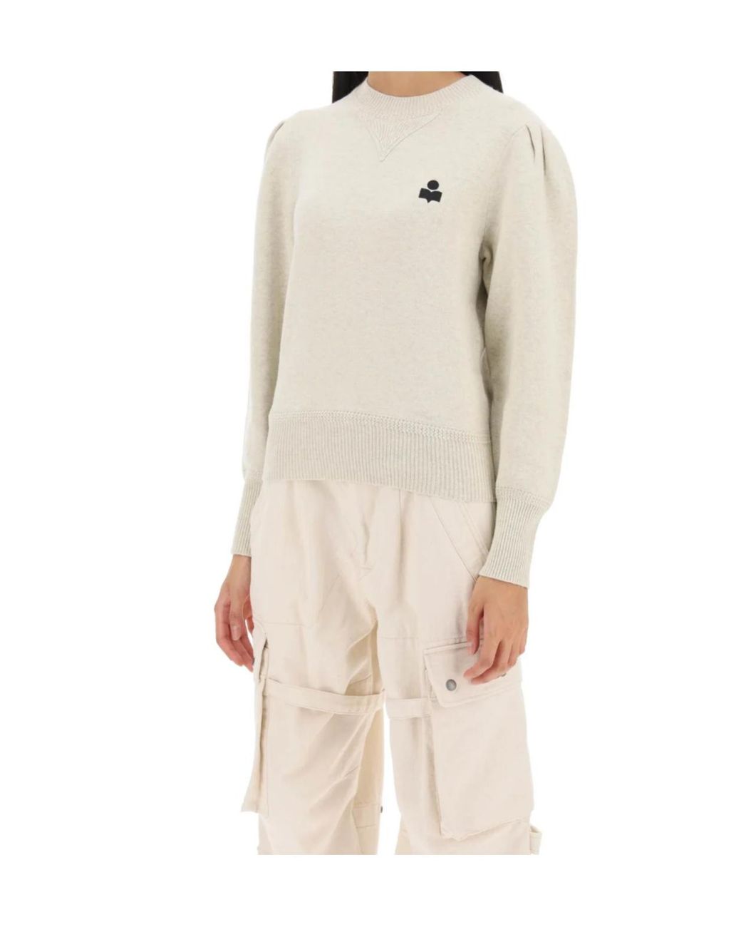 Isabel Marant White Kelaya Sweater With Balloon Sleeves