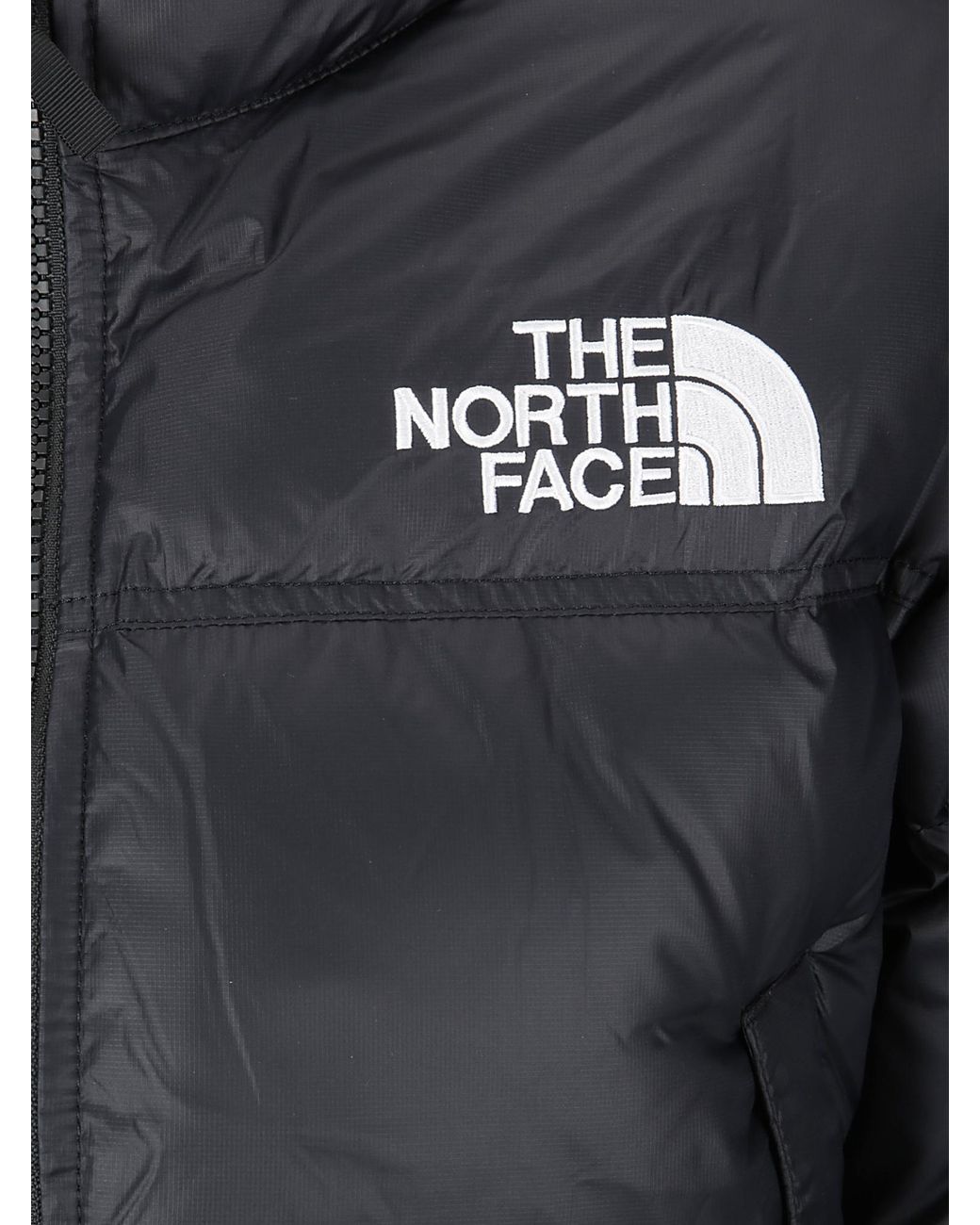 The North Face Blue Nuptse Cropped Padded Jacket