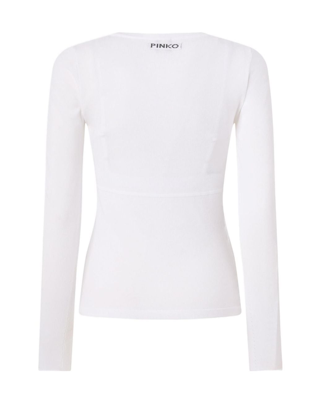 Pinko White Bustier Seam V-Neck Knitted Top