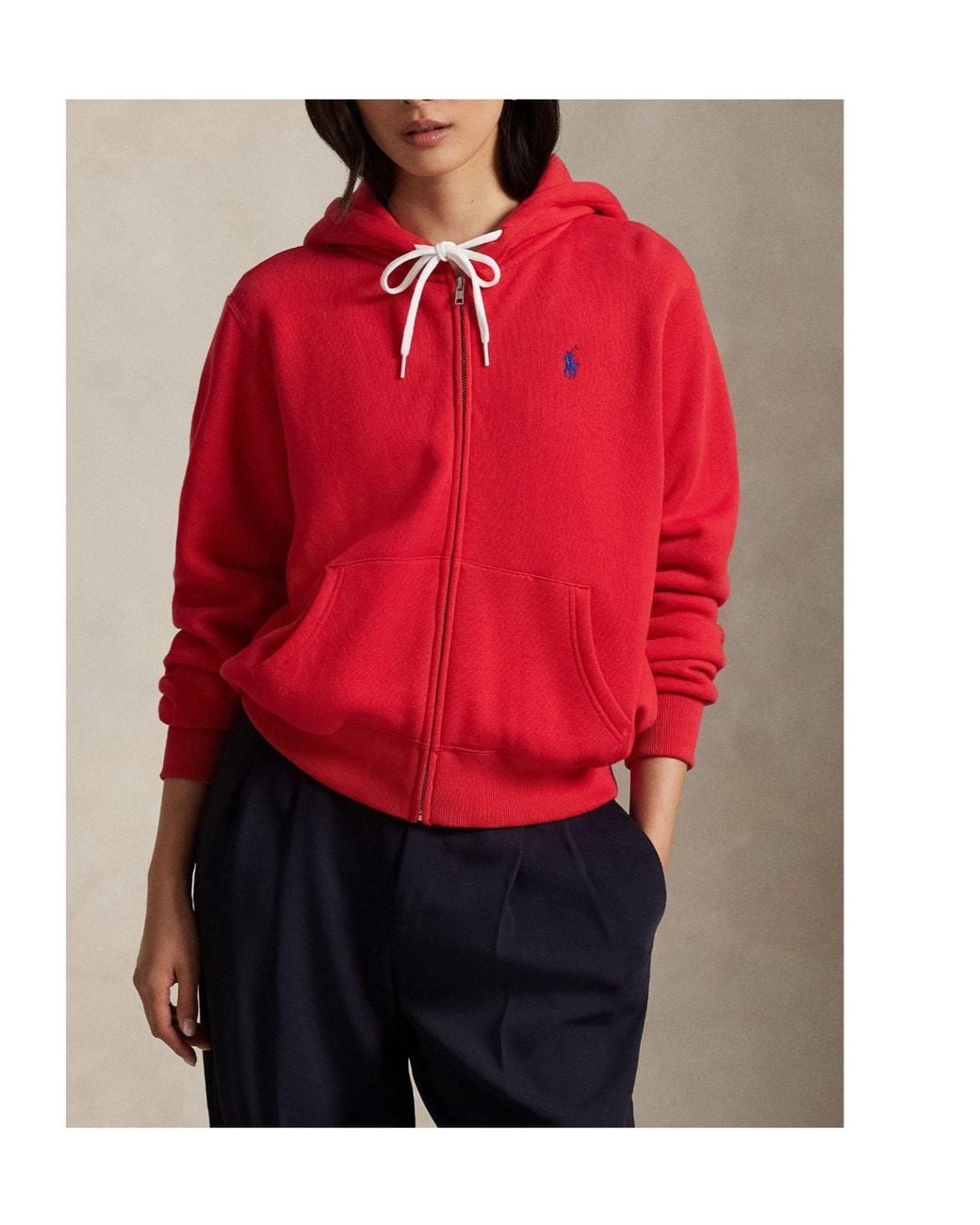 Polo Ralph Lauren Red Minimalist Stylish Hooded Coat